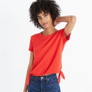 Madewell Texture & Thread Modern Side-Tie Top, XS Bright Poppy